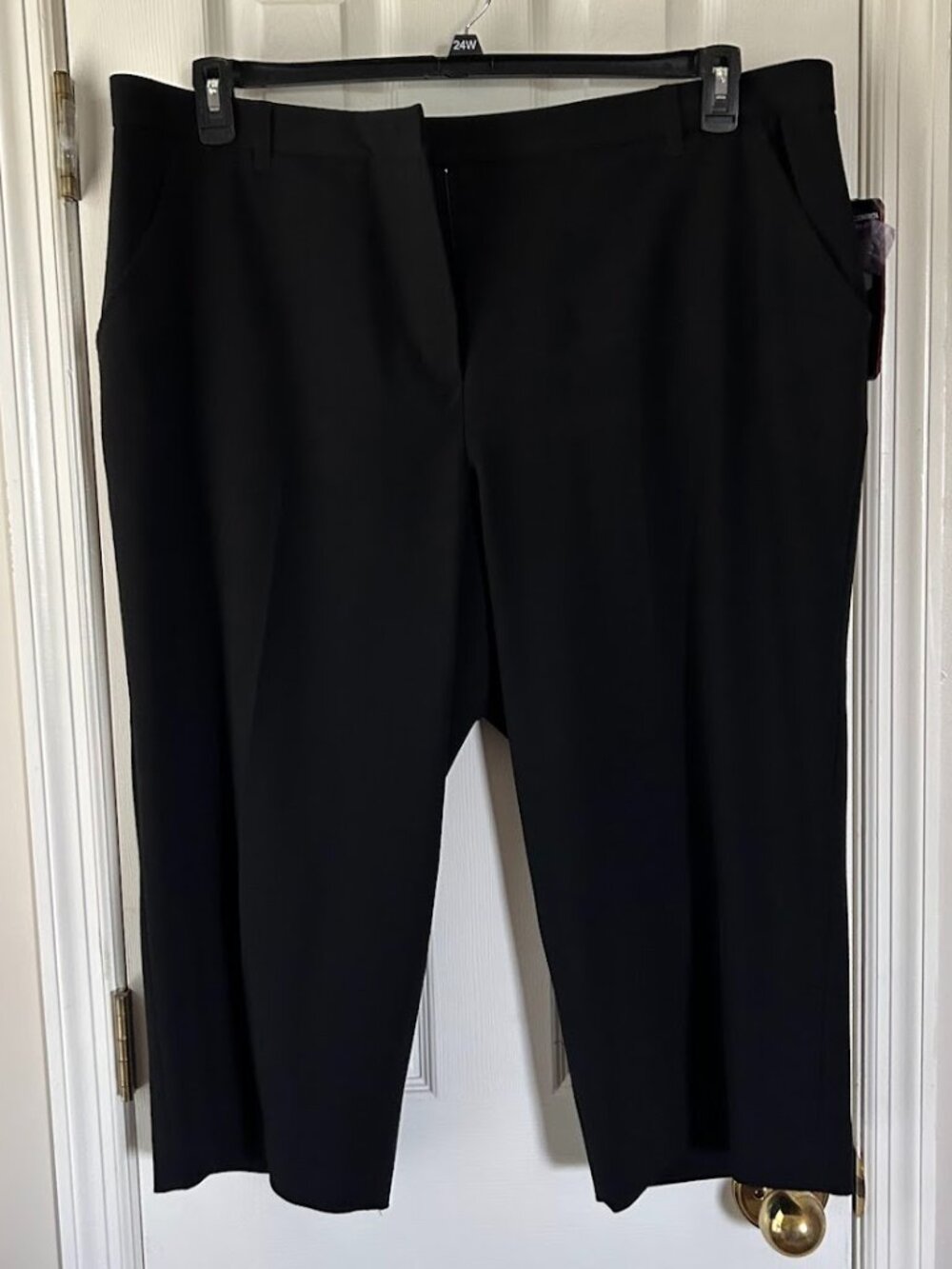 NWT Focus 2000 Black Cropped Slacks Trouser Dress Pants Size 24W Tummy Control
